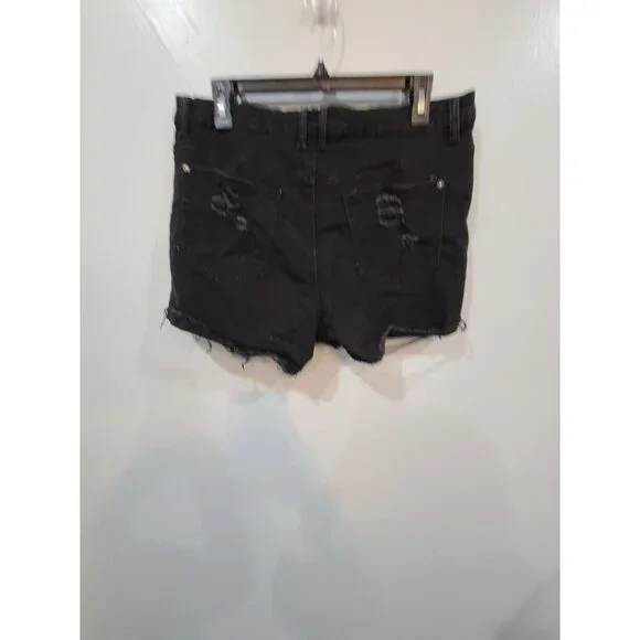 Gemma Rae Shorts Women's Black Denim Size 15/32 Distressed High Waist Cut Off - Picture 3 of 6